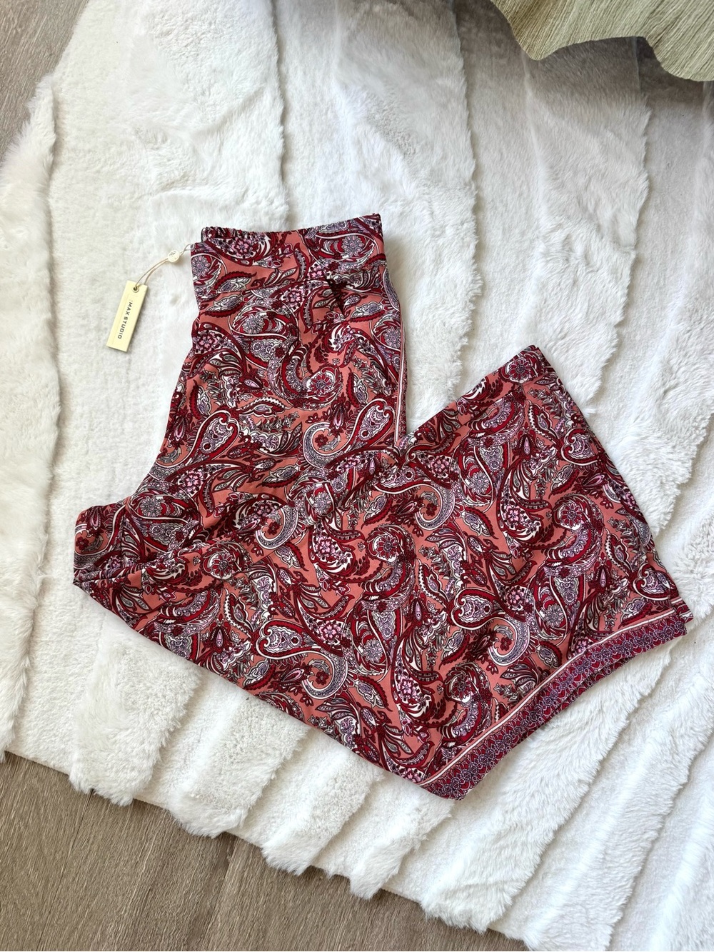 Max Studio Paisley Print Crop Wide Leg Pants